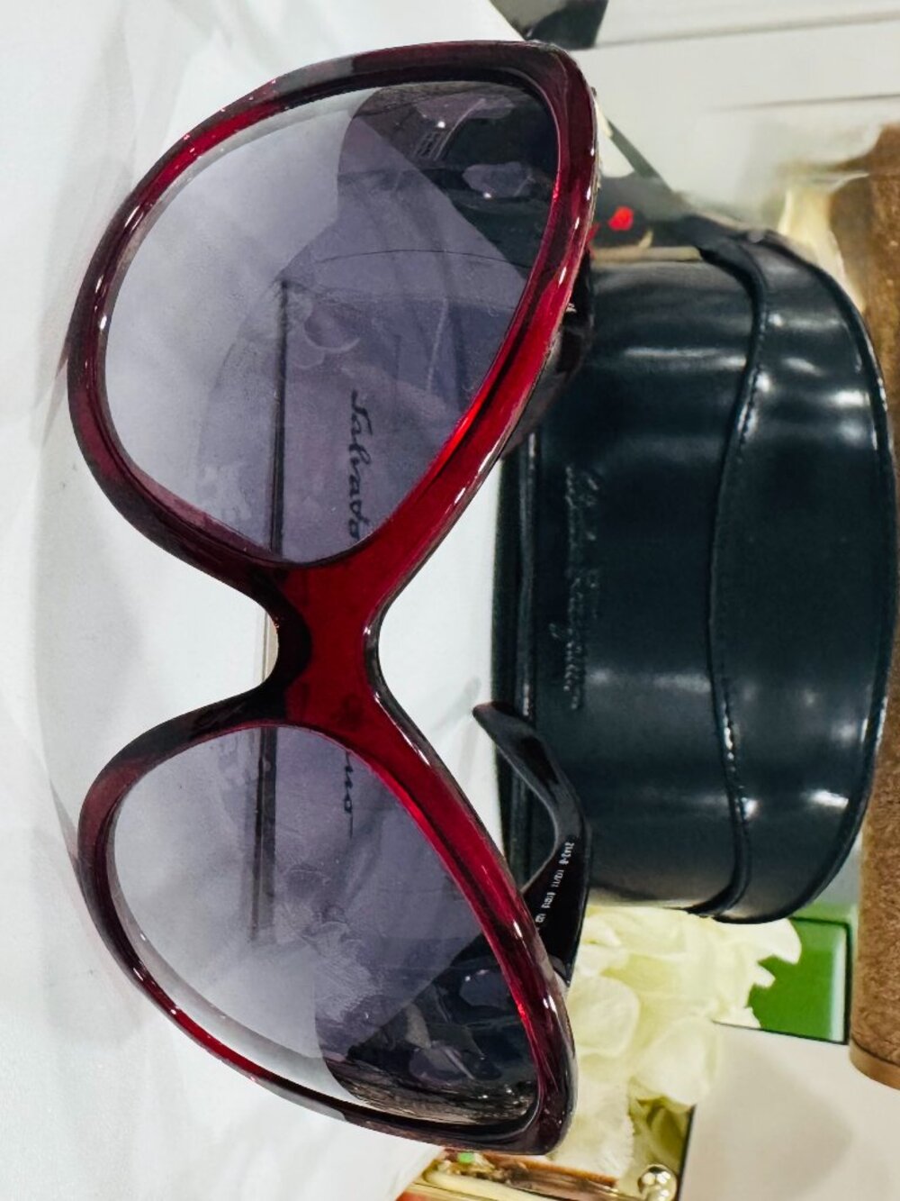 Salvatore Ferragamo Red Sunglasses & Silver Rhinestones 2143-B  113/111